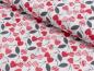Preview: Baumwoll Druck Patchwork Herzkirschen auf Ecruweiß